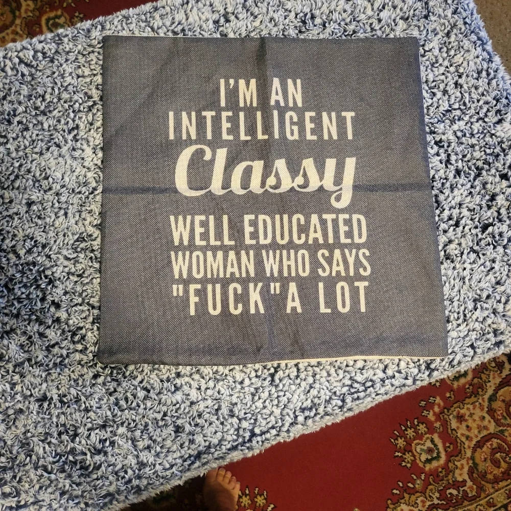 Classy Intelligent Woman Funny Quote Accent Pillow Cover - NWOT